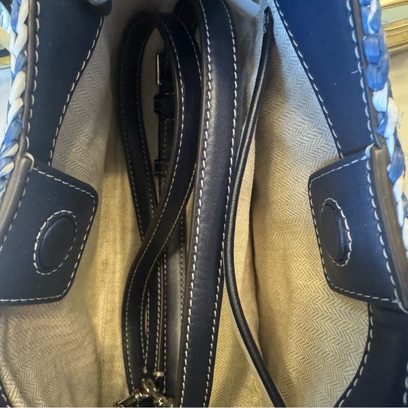 Tory Burch Thea Straw Small Bucket Bag in Blue Melange - Picture 9 of 9